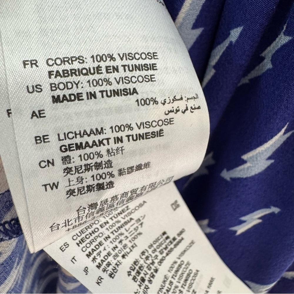 Sandro Lightning Bolt Bare Shoulder Crepe Midi Dress
Blue Kemila Size M - Picture 13 of 14